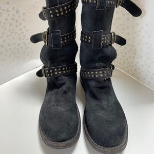 Fiorentini +Baker motorcycle blue suede boots